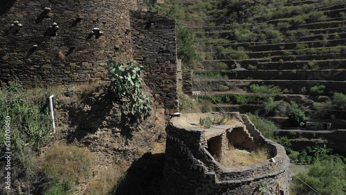 Aerial view of stone watchtowers  Addayer  Saudi Arabia photo