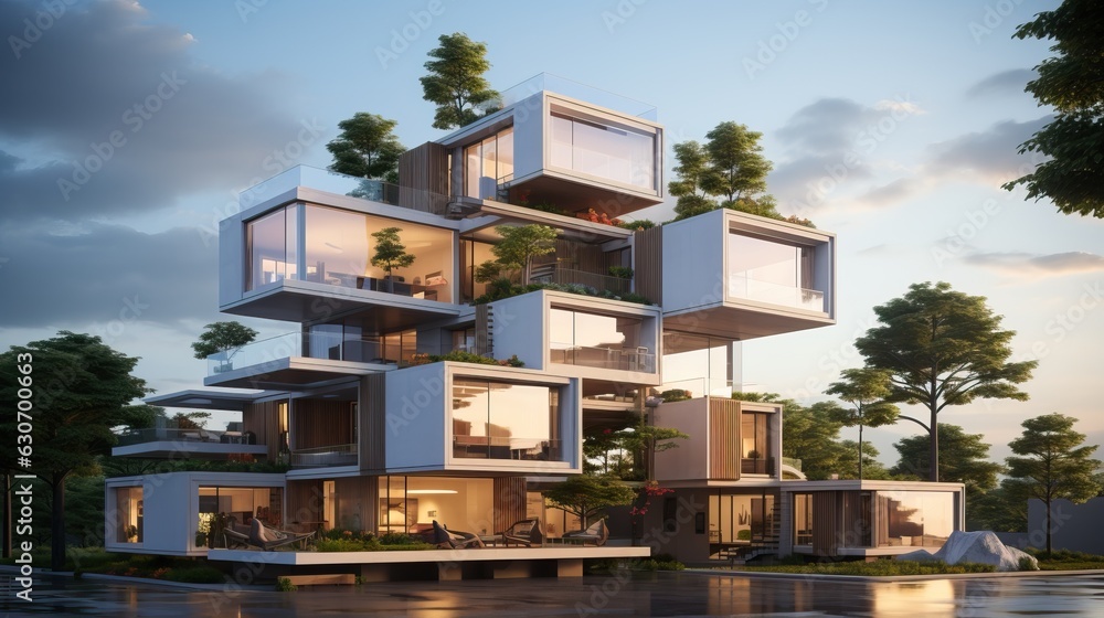 square glass modern house ai generated square glass modern house ai generated
