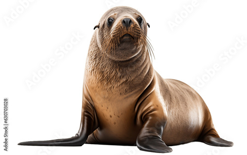 An illustration of a sea lion isolated on a white background, Generative Ai