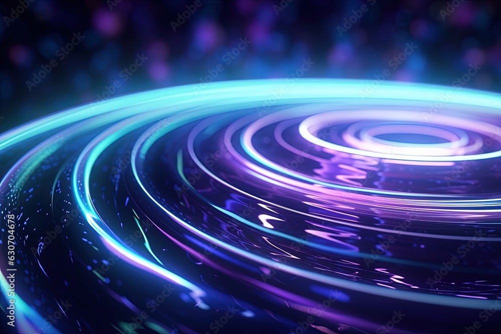 Fototapeta premium abstract futuristic background with pink blue glowing neon moving high speed wave lines and bokeh lights. Data transfer concept Fantastic wallpaper