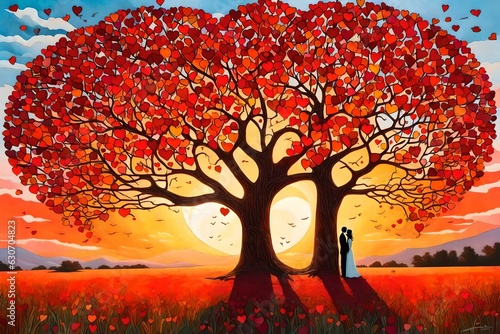 couple in the park in the autumn photo