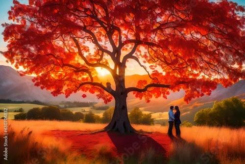 couple in the park in the autumn