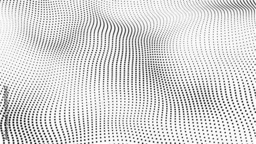 White abstract background and black dot. Futuristic, Modern, Digital, Abstract and technology dots wave background. Dot pattern with halftone effect. Black white pop art gradient. Half tone fade