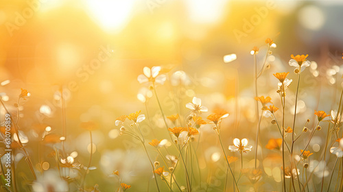 Beautiful wildflowers with dew drops at dawn © reddish