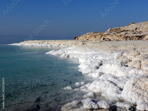 Dead Sea, Jordan : crystal and sea salts - Al-Baḥr Al-Mayyit (Sea of Death) lowest place in the world