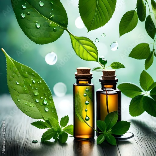 essential oil with herbs photo