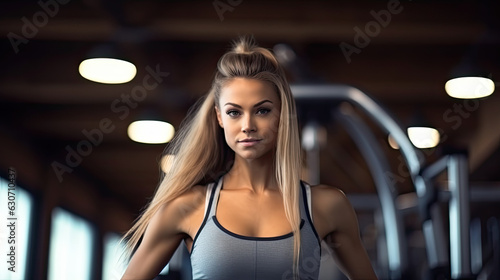 Young beautiful woman working out in the gym