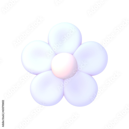 3d rendered cartoon pastel blue flower object.