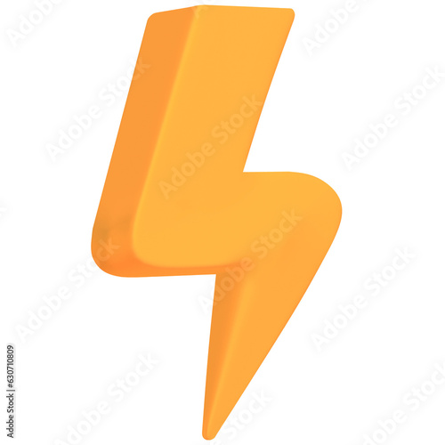Lightning strike symbol 3d rendered icon for business and e-commerce design element