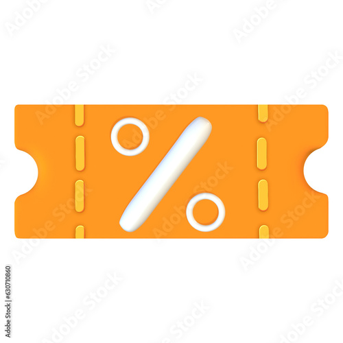 Discount ticket symbol 3d rendered icon