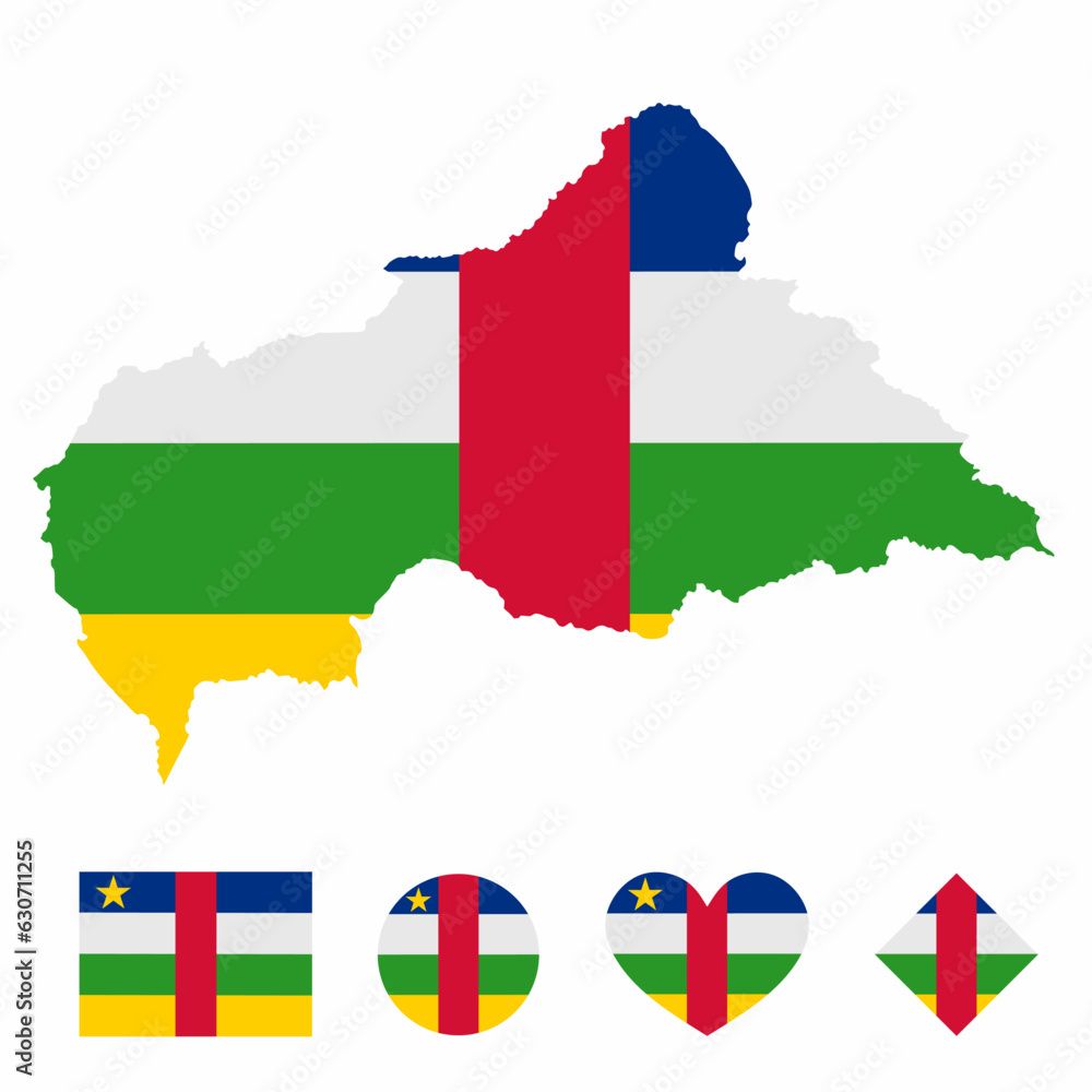 Vector of Central African Republic map flag with flag set isolated on ...