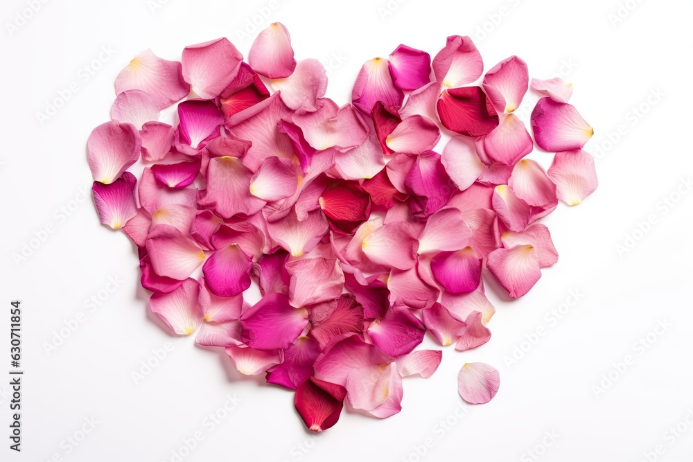 Romantic heart from a rose petal on a white background.