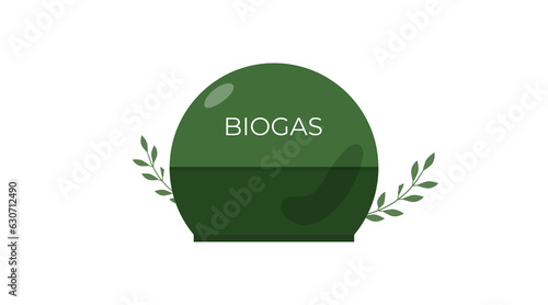 Biogas plant. Green energy, alternative diesel, care for the environment, waste to biogas.
Flat vector illustration isolated on white background eps 10.