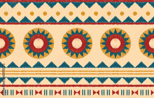 Ethnic abstract ikat art. Aztec ornament print. geometric ethnic pattern seamless  color oriental.  Design for background ,curtain, carpet, wallpaper, clothing, wrapping, Batik, vector illustration.