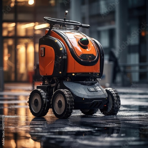 Urban robot vacuum cleaner of the future on the street © cherezoff