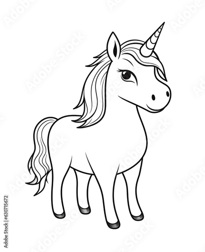Unicorn coloring page outline drawing for kids