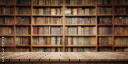 Colorful wooden platform landscape: bookstore or library.