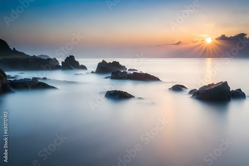 sunrise over the sea generated by AI tool
