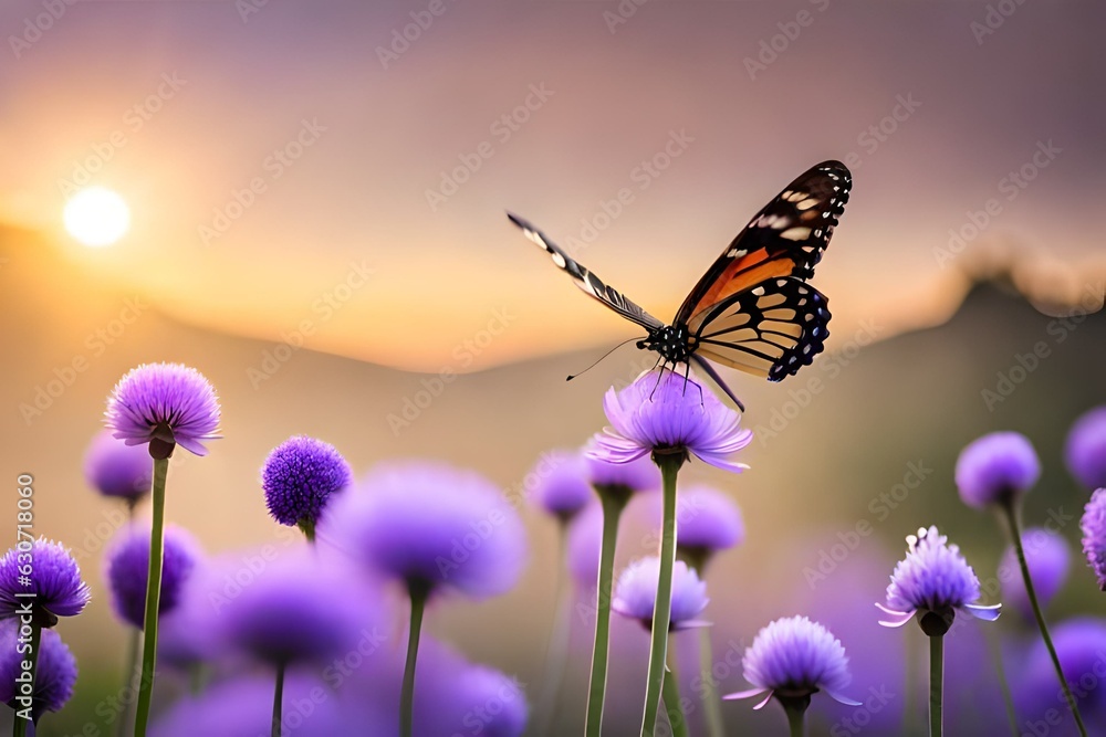butterfly on flowers generated by AI tool butterfly on flowers generated by AI tool