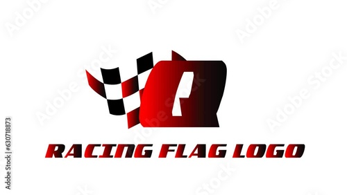 animation video of the racing flag and the letter F, suitable for opening racing sports advertisements, etc