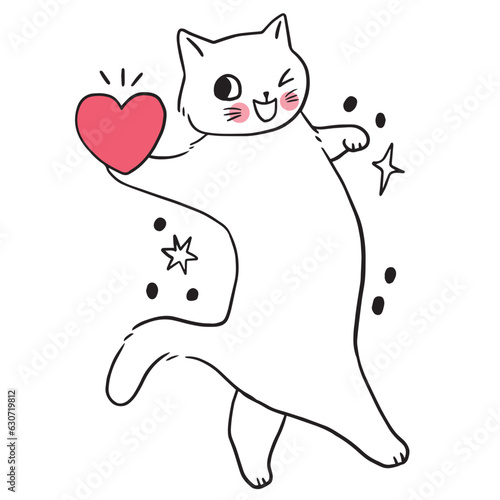 Cartoon cute funny cat vector.