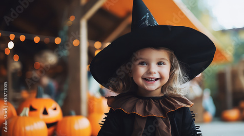 Cute white child wearing Halloween costume photo