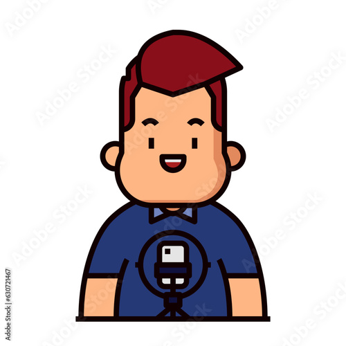 cartoon fat man with content creation job