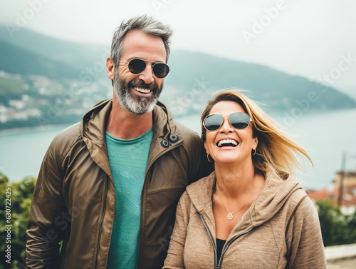 Active mature couple on an outing, generative ai