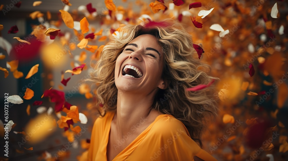 Woman ecstatic with joy and happiness, generative ai Woman ecstatic with joy and happiness, generative ai