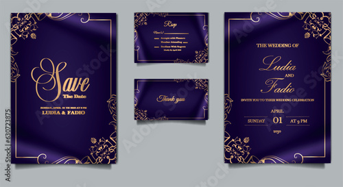 luxury wedding invitation card design set