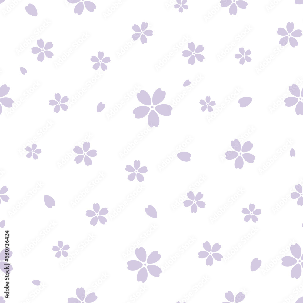 Cute seamless pattern with purple Sakura flowers Cute seamless pattern with purple Sakura flowers
