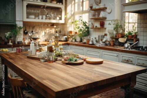 Kitchen room with table morning light time  Generate with Ai