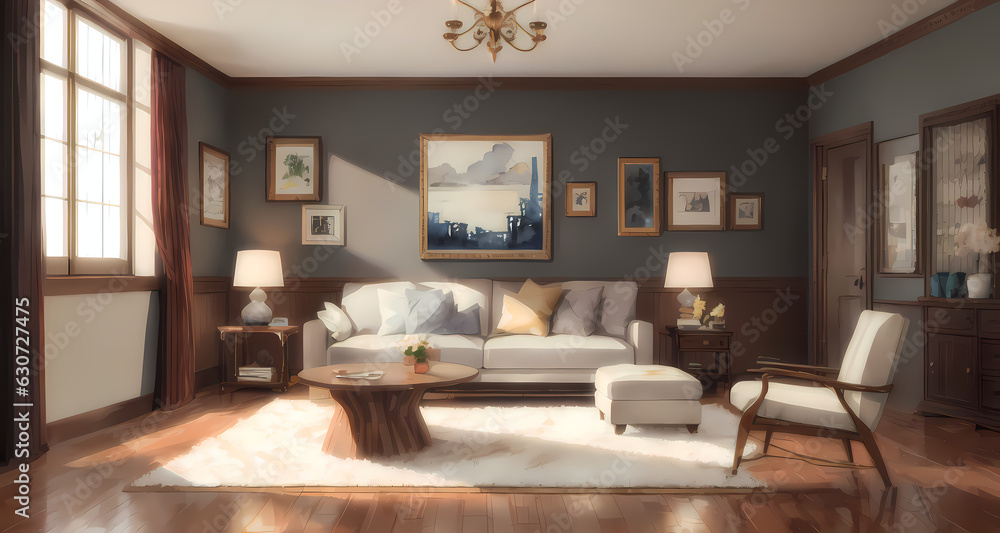 Fototapeta premium modern living room, Generative AI