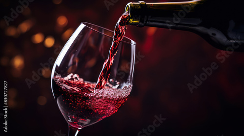 Vászonkép Macro photo. Pouring red wine into a wineglass.