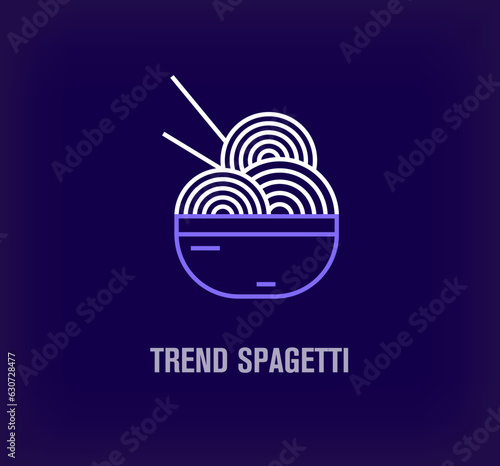 Creative spaghetti plate logo. Unique restaurant and recipe program logo template. vector