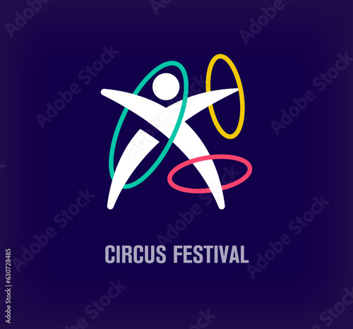 Creative hula hoop logo. Unique color transitions. Unique Sports, competition and entertainment festival logo template. vector