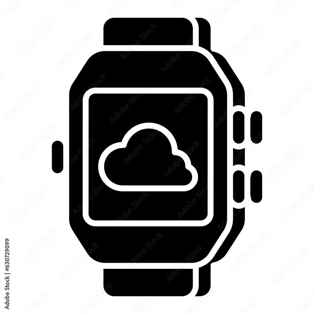 Conceptual linear design icon of cloud smartwatch Conceptual linear design icon of cloud smartwatch