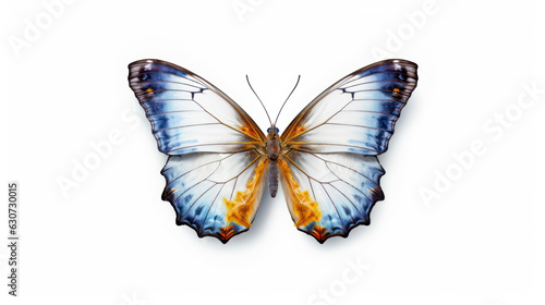 Beautiful blue and black butterfly isolated on white background AI generated © miro