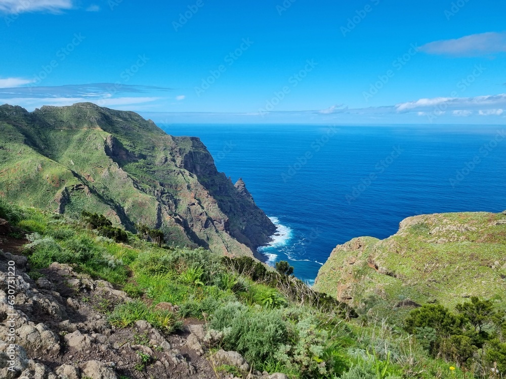 view from the ocean in Anaga mountains in Tenerife