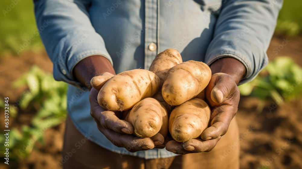 Male farmer holding a potato crop in his hands. Male farmer holding a potato crop in his hands.