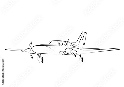 Private jet line art vector illustration