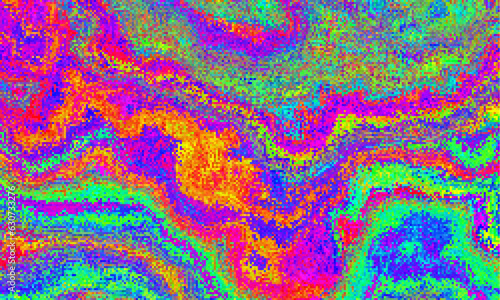 Pixelated psychedelic background. Moire overlapping effect. Vector image. © kastanka