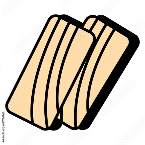 A flat design icon of wood planks