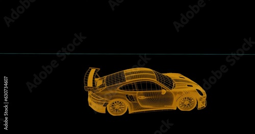 3D animation of sports car driving