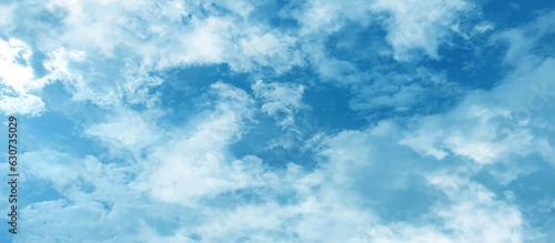 blue sky with white clouds in sunny weather .Blue Sky vector .White cumulus clouds formation in blue sky .blue water surface background .Panorama. 