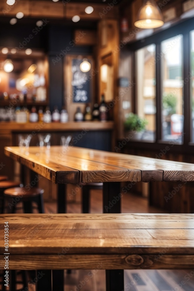 Rustic Wooden Table in a Bar or Pub: Perfect Background for Product Display - High-Quality Stock Footage Rustic Wooden Table in a Bar or Pub: Perfect Background for Product Display - High-Quality Stock Footage