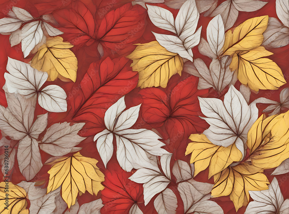 Fototapeta premium Autumn floral background red and yellow leaves