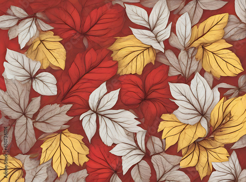 Autumn floral background red and yellow leaves