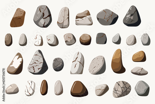 stones set vector flat minimalistic isolated illustration