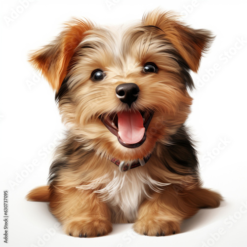 Funny and happy puppy dog isolated on white background, cute pet